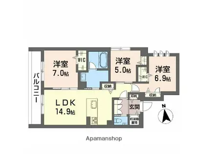 ポルターナⅡ(3LDK/3階)の間取り写真