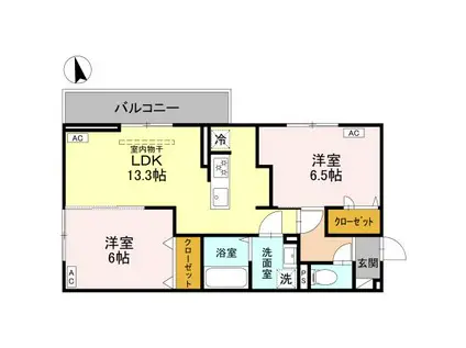 ERBE(2LDK/2階)の間取り写真