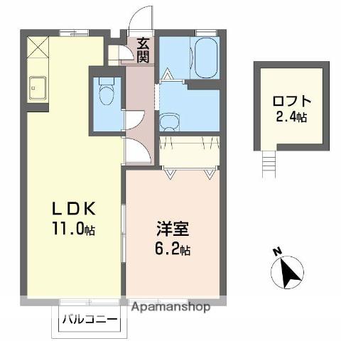 コンフォートⅡ(1LDK/2階)の間取り写真