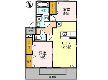 クリスタルガーデン(2LDK/1階)の間取り写真