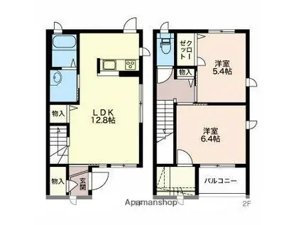 ル・ボンヌールドゥ(2LDK/1階)の間取り写真