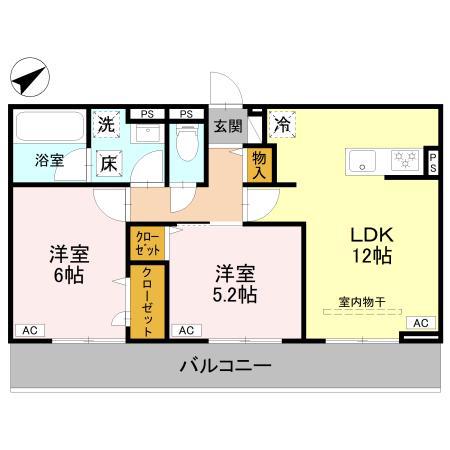 K・D-ROOM(2LDK/1階)の間取り写真