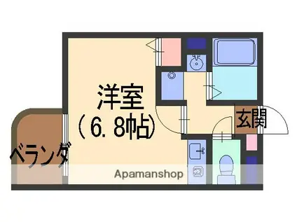 ユーミーもりの里(ワンルーム/2階)の間取り写真