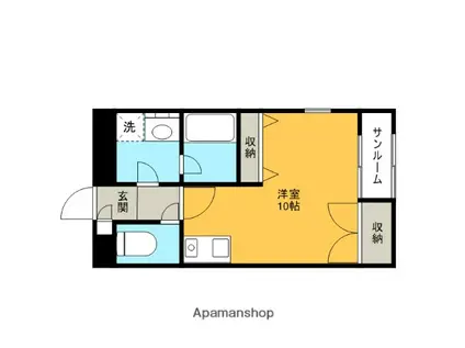 サンネットハイツ(ワンルーム/1階)の間取り写真