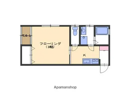 カーネア(1K/1階)の間取り写真