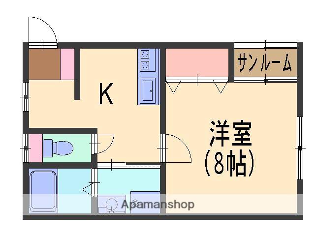 サライ2(1K/2階)の間取り写真