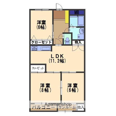 グローバル泉野(3LDK/3階)の間取り写真