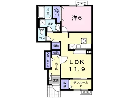 モンソレイユⅡ(1LDK/1階)の間取り写真