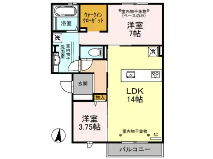 ソレイユMSⅡ(2LDK/3階)の間取り写真