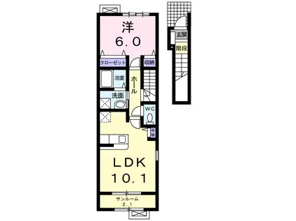 エレガンシアⅠ(1LDK/2階)の間取り写真