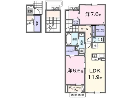 セージ2ND(2LDK/3階)の間取り写真