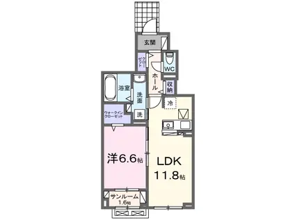 セージ2ND(1LDK/1階)の間取り写真