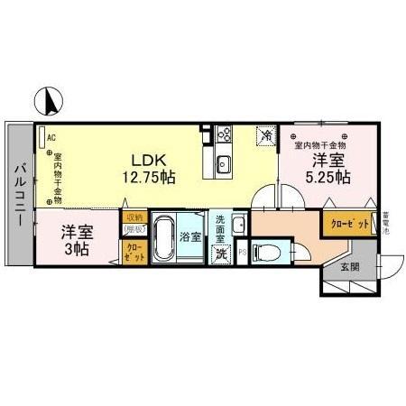 セレーノ玉川町通(2LDK/2階)の間取り写真