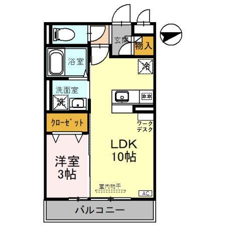 リージェントスクエア B(1LDK/2階)の間取り写真