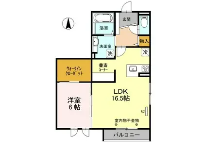 KANONカノン(1LDK/3階)の間取り写真