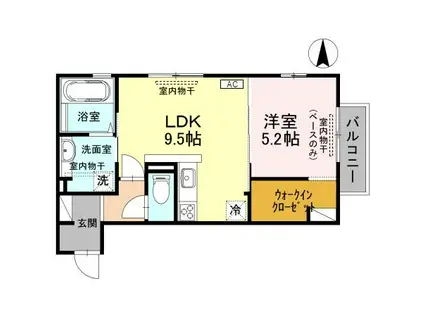 ルイルノ(1LDK/2階)の間取り写真
