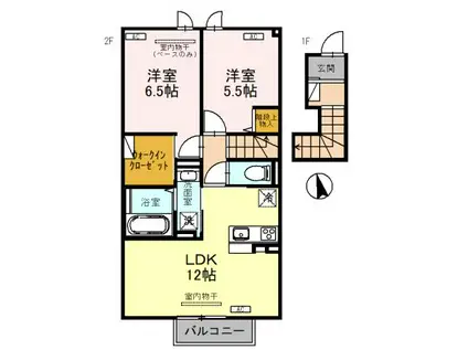 LULU(2LDK/2階)の間取り写真
