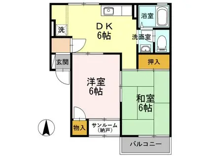 アーバンライフガーデンA棟(2DK/1階)の間取り写真