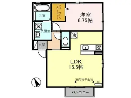 HAUBESS RIO(1LDK/2階)の間取り写真