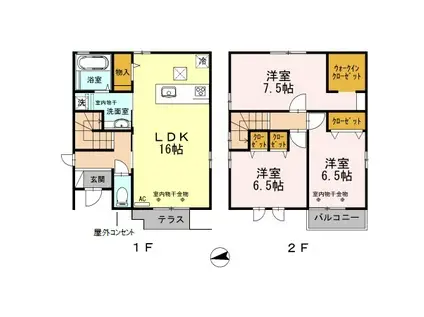 IRいしかわ鉄道 金沢駅 バス乗車時間:26分 北鉄バス「横川4丁目」バス停で下車 徒歩7分 2階建 築12年(3LDK)の間取り写真