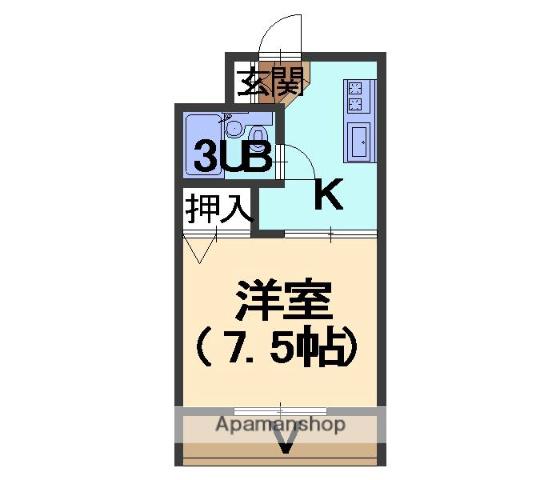 サンハイム三口(1K/3階)の間取り写真