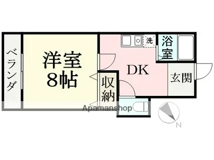 えちぜん鉄道三国線 福大前西福井駅 徒歩11分 3階建 築29年(1K/1階)の間取り写真