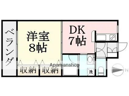 ボナール飯塚Ⅱ(1DK/2階)の間取り写真
