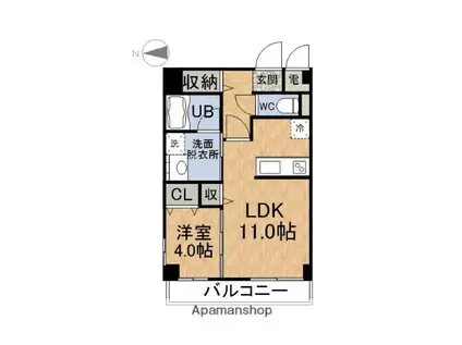 アクシス大手町(1LDK/6階)の間取り写真