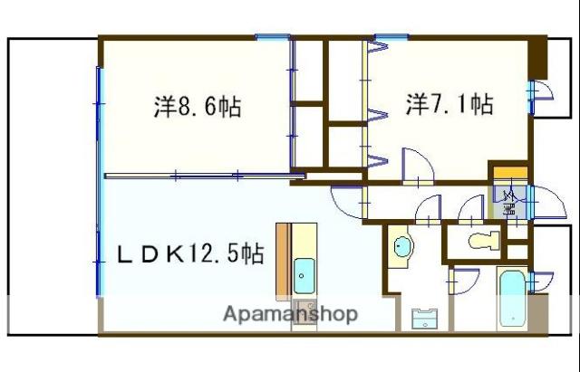 甲府レジデンス(2LDK/10階)の間取り写真