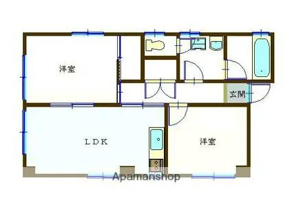 竹居マンション(2LDK/1階)の間取り写真