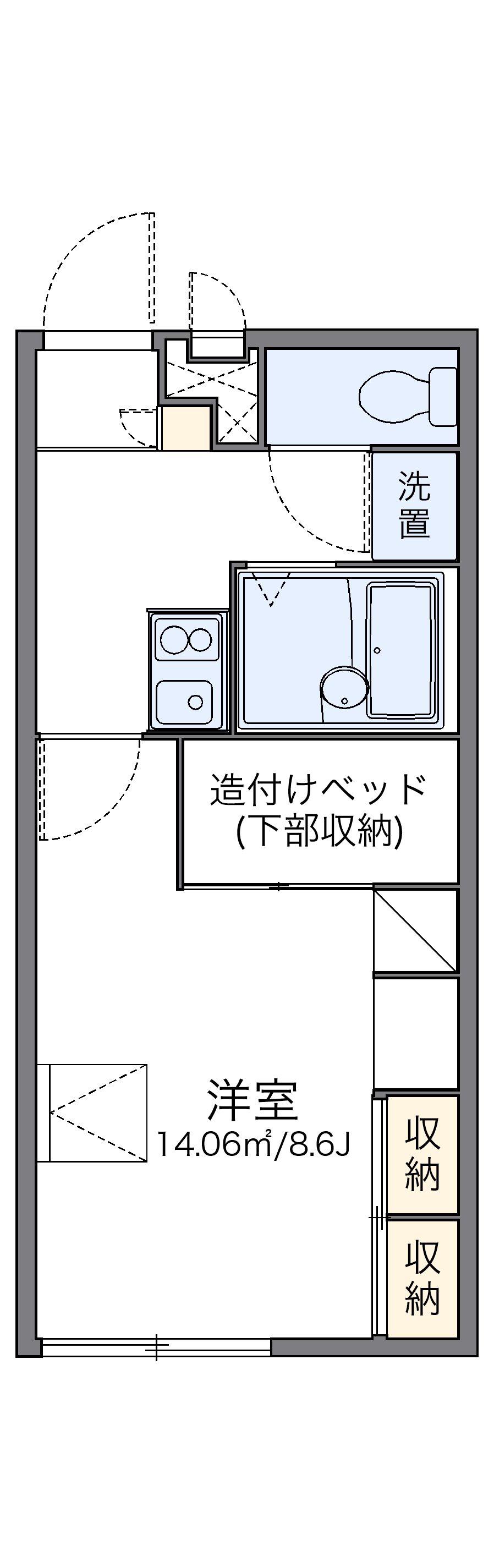 レオパレスマイ ドーム 大井(1K/1階)の間取り写真
