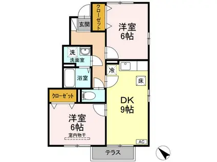 グリーンビレッジ・ピア ABCD(2DK/1階)の間取り写真