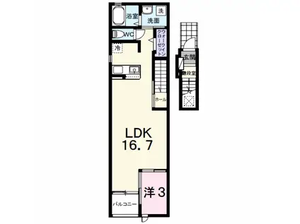 ソラーナ(1LDK/2階)の間取り写真