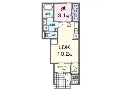 南プス・レジデンス(1LDK/1階)の間取り写真