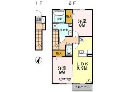 グランドール・サクラ(2DK/2階)の間取り写真