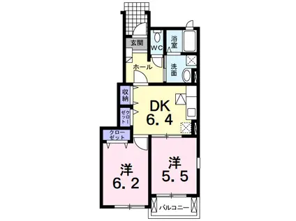 ハーモニーヒル B(2DK/1階)の間取り写真