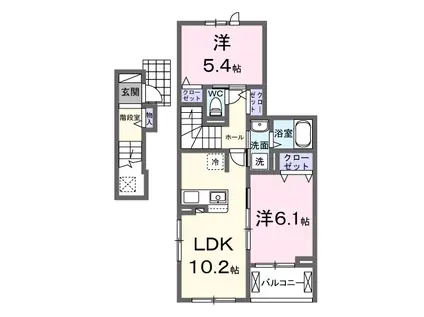 グランスピカ(2LDK/2階)の間取り写真