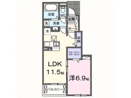 アンビション(1LDK/1階)の間取り写真