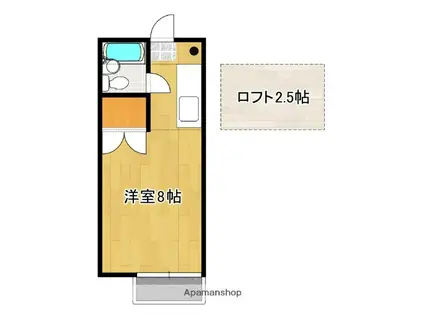 メイプルハウス武田(ワンルーム/2階)の間取り写真