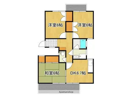 天神ハイツ(3DK/1階)の間取り写真