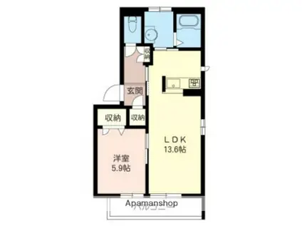 ベレオ モンタール(1LDK/3階)の間取り写真