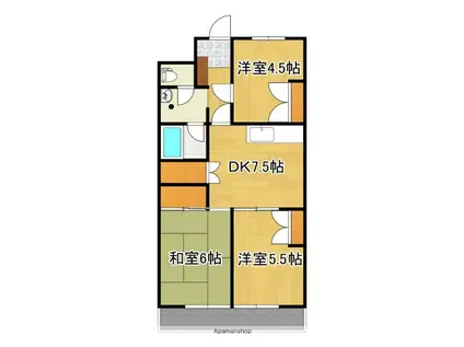 マルシン竜王レジデンス(3DK/2階)の間取り写真