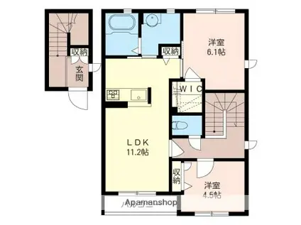 SHMヴェルフィーユ Ⅲ(2LDK/2階)の間取り写真