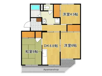 コーポ笹本(3DK/3階)の間取り写真