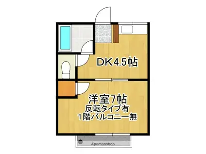 ハイツ三神(1DK/1階)の間取り写真