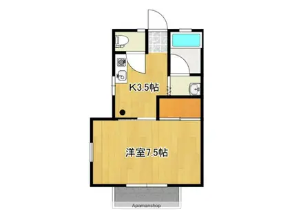 スモールフォレスト(1K/1階)の間取り写真