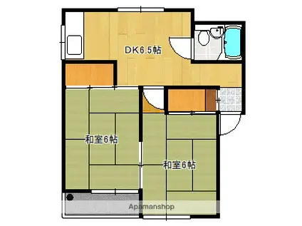 コーポ花形(2DK/2階)の間取り写真