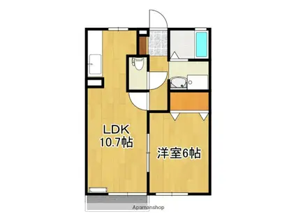 モナリエ向(1LDK/1階)の間取り写真