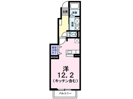 ヴァンクレーヴⅥA(1K/1階)の間取り写真