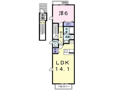 アライブ泉ⅢB(1LDK/2階)の間取り写真